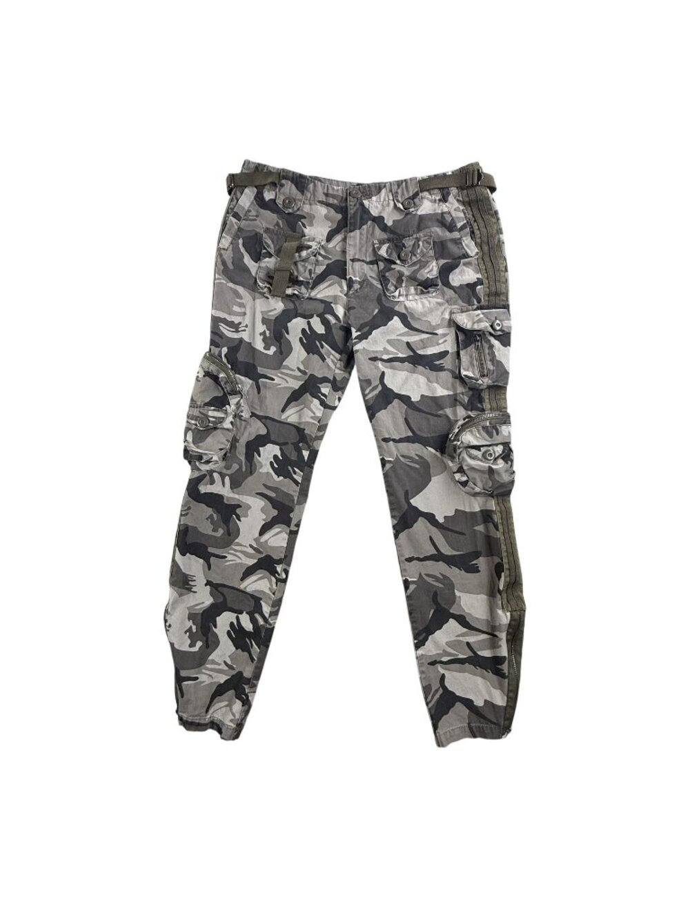 Free Knight Pants Mens 32x30 Gray Camo Cargo Belted Ankle Zip Tactical Army